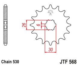 JT ZĘBATKA PRZEDNIA 568 18 YAMAHA XS 650 '75-'81, XS650 SE '78-'83 (56818JT) (ŁAŃC. 530)NA ZAMÓWIENIE