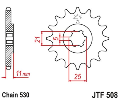 JT ZĘBATKA PRZEDNIA 722 16 CAGIVA 350 ALA ROSSA '83-84' KAWASAKI KH400/500 '72-77' (72216JT) (ŁAŃC. 530) NA ZAMÓWIENIE