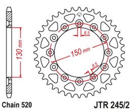 JT ZĘBATKA TYLNA 270 38 YAMAHA YZ/YZF/WRF '99-'18 (27038JT) (JTR245/2.38) (ŁAŃC. 520)