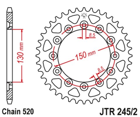 JT ZĘBATKA TYLNA 270 38 YAMAHA YZ/YZF/WRF '99-'18 (27038JT) (JTR245/2.38) (ŁAŃC. 520)