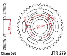 JT ZĘBATKA TYLNA 279 30 HONDA CB 250 TWO FIFTY, NIGHTHAWK '92-'02, CMX250 REBEL (27931JT) (ŁAŃC. 520)