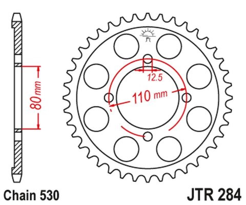 JT ZĘBATKA TYLNA 284 37 HONDA CB 650 Z,A,B,C '79-'82 (28437JT) (ŁAŃC. 530) NA ZAMÓWIENIE