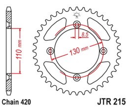 JT ZĘBATKA TYLNA 4306 50 ALUMINIOWA RACELITE HONDA CR 80/85 (430650JTA) (ŁAŃC. 420) KOLOR CZARNY
