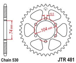 JT ZĘBATKA TYLNA 481 45 KAWASAKI Z 400/550 '80-83', Z 650 '79', KH 500 '72-75' (48145JT) (ŁAŃC.530) NA ZAMÓWIENIE