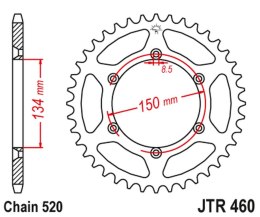 JT ZĘBATKA TYLNA 489 39 KAWASAKI KX/KXF `84-20 (48939JT) (ŁAŃC. 520)