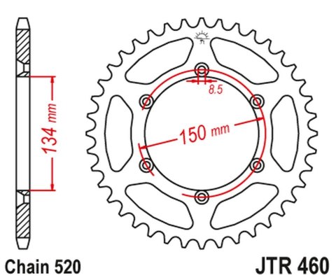 JT ZĘBATKA TYLNA 489 39 KAWASAKI KX/KXF `84-20 (48939JT) (ŁAŃC. 520)