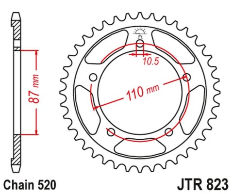 JT ZĘBATKA TYLNA 795 39 SUZUKI GS 500 E/F 88-10 (79539JTZBK) (ŁAŃC. 520) KOLOR CZARNY