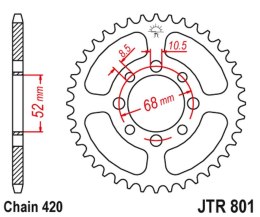 JT ZĘBATKA TYLNA 801 32 SUZUKI PV 50 '81-00, FR 70 '75-87, FR 80, RM 50 '81-82, FR 50 '75-86, KAWASAKI JOY 125 '08-10, KLX 110 '