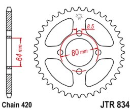 JT ZĘBATKA TYLNA 834 26 YAMAHA LB 80 CHAPPY (83426JT) (ŁAŃC. 420) NA ZAMÓWIENIE