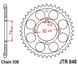JT ZĘBATKA TYLNA 848 37 YAMAHA RD 350 '74-76 (84837JT) (ŁAŃC. 530)NA ZAMÓWIENIE