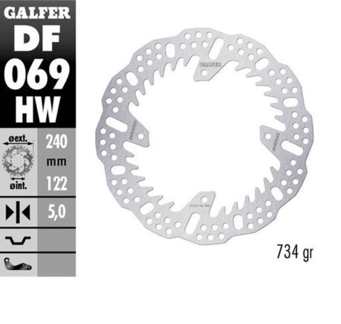 GALFER TARCZA HAMULCOWA TYŁ HONDA CR 125/250; CRF250R '04-'23; CRF 450R '09-'23 (240X140X5MM) SHARK ENDURO MX