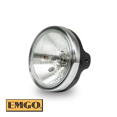 EMGO 2024/12 REFLEKTOR / LAMPA CZARNA KOMPLETNA (WZÓR ORYGINAŁU) KAWASAKI MODELE Z1 I KZ (OTWORY MONTAŻOWE ŚR. 10MM) (OEM: 23005
