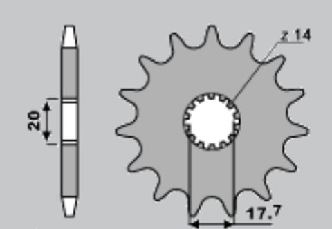 CHT ZĘBATKA PRZEDNIA 440 13 YAMAHA YZ 125 87-04 (564-13) (JTF564.13)