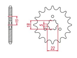 GROSSKOPF PROMOCJA ZĘBATKA PRZEDNIA 423 15 KAWASAKI KX 125 '94-'08 (+2) (JTF1445.15)