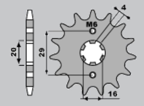 GROSSKOPF PROMOCJA ZĘBATKA PRZEDNIA 425 15 SUZUKI TS125 R/X '90-'96, RG125 '92-'96 (-1) (JTF425.15)
