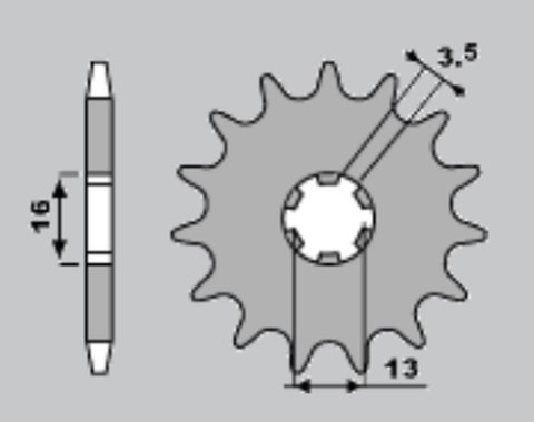 JR ZĘBATKA PRZEDNIA 428 13 SUZUKI DR-Z 70 '08-'18, DR-Z 50 '19-'21, TS/GT 80 '81-'82, JR/DS 80 '82-'04