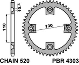 PBR ZĘBATKA TYLNA 4303 39 C45 HONDA TRX 400 X 09 (JTR1350.39) (ŁAŃC. 520)