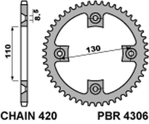 PBR ZĘBATKA TYLNA 4306 55 HONDA CR 80/85 (JTR215.55)* (ŁAŃC. 420)