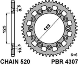 PBR ZĘBATKA TYLNA 4307 39 HONDA CRM 250 '91 (JAPAN) (JTR210.39)