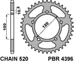 PBR ZĘBATKA TYLNA 4396 39 APRILIA RS 125 06-12 (JTR703.39)
