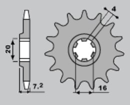 S ZĘBATKA PRZEDNIA 413 14 SUZUKI RMX 50 '97-'03, TS 50W '83-'93, TSX 50 '84-'00 (JTF413.14)