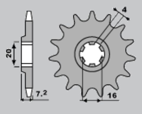 S ZĘBATKA PRZEDNIA 413 14 SUZUKI RMX 50 '97-'03, TS 50W '83-'93, TSX 50 '84-'00 (JTF413.14)