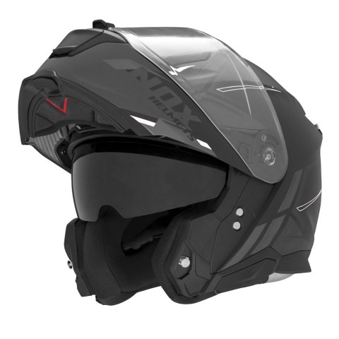 NOX KASK SZCZĘKOWY (FLIP-UP) Z BLENDĄ N967 SYNCHRO KOLOR CZARNY/BIAŁY/SZARY MAT ROZMIAR XL