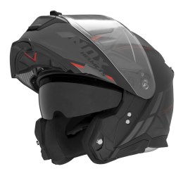 NOX KASK SZCZĘKOWY (FLIP-UP) Z BLENDĄ N967 SYNCHRO KOLOR CZARNY/CZERWONY/SZARY MAT ROZMIAR S