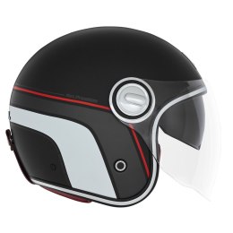 NOX PREMIUM KASK OTWARTY JET HERITAGE LINE KOLOR CZARNY MAT/CZERWONY/BIAŁY ROZMIAR XL