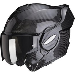 SCORPION KASK SZCZĘKOWY (SZCZĘKA DO TYŁU) EXO-TECH CARBON SOLID BLACK KOLOR CZARNY POŁYSK (KARBON) ROZMIAR L