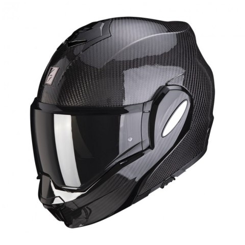 SCORPION KASK SZCZĘKOWY (SZCZĘKA DO TYŁU) EXO-TECH CARBON SOLID BLACK KOLOR CZARNY POŁYSK (KARBON) ROZMIAR XXL