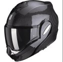 SCORPION KASK SZCZĘKOWY (SZCZĘKA DO TYŁU) EXO-TECH CARBON SOLID BLACK KOLOR CZARNY POŁYSK (KARBON) ROZMIAR M