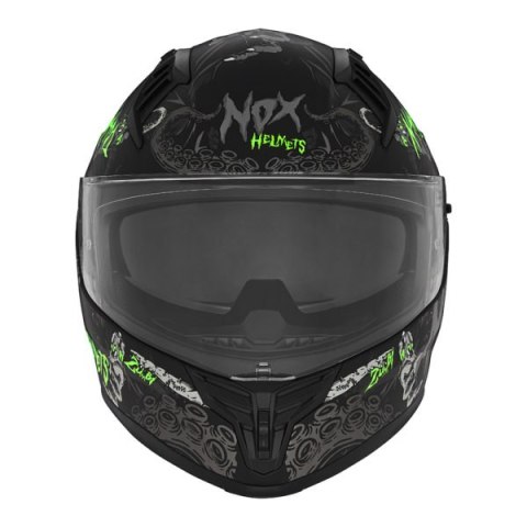 NOX KASK INTEGRALNY (FULL FACE) N731 ZUMBI KID / JUNIOR (DZIECIĘCY) KOLOR CZARNY/ZIELONY FLUO MAT ROZMIAR L