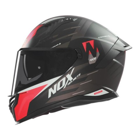 NOX KASK INTEGRALNY (FULL FACE) Z BLENDĄ N401 CROWER KOLOR CZARNY/CZERWONY MAT ROZMIAR XL
