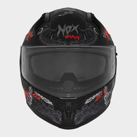 NOX KASK INTEGRALNY (FULL FACE) Z BLENDĄ N401 ZUMBI KOLOR CZARNY/CZERWONY MAT ROZMIAR XL