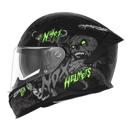 NOX KASK INTEGRALNY (FULL FACE) Z BLENDĄ N401 ZUMBI KOLOR CZARNY/ZIELONY FLUO MAT ROZMIAR XXL