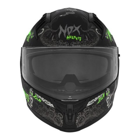NOX KASK INTEGRALNY (FULL FACE) Z BLENDĄ N401 ZUMBI KOLOR CZARNY/ZIELONY FLUO MAT ROZMIAR XXL