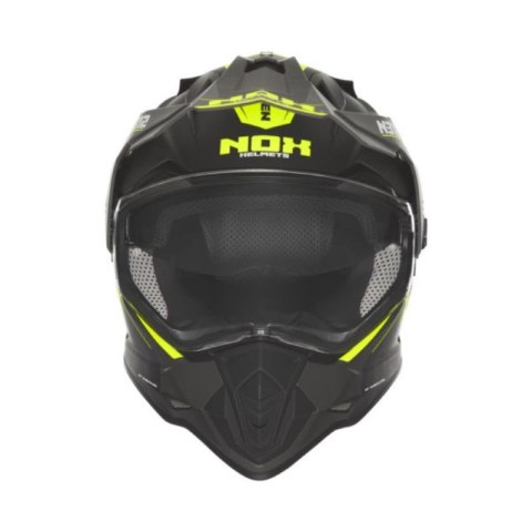 NOX KASK OFFROAD / TRAIL DUOSPORT (DUAL) N312 VAPOR Z SZYBKĄ I BLENDĄ KOLOR CZARNY/ZÓŁTY FLUO MAT ROZMIAR XS