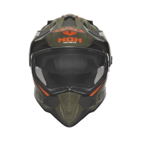 NOX KASK OFFROAD / TRAIL DUOSPORT (DUAL) N312 VAPOR Z SZYBKĄ I BLENDĄ KOLOR POMARAŃCZOWY/KHAKI/SZARY MAT ROZMIAR M