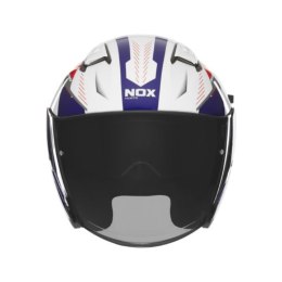 NOX KASK OTWARTY JET Z BLENDĄ N130 MYST KOLOR BIAŁY/NIEBIESKI/CZERWONY ROZMIAR XL