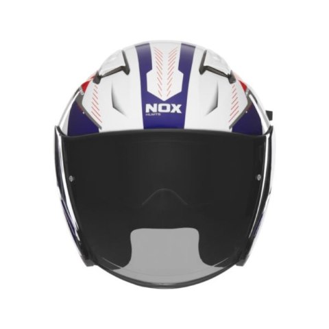 NOX KASK OTWARTY JET Z BLENDĄ N130 MYST KOLOR BIAŁY/NIEBIESKI/CZERWONY ROZMIAR XL
