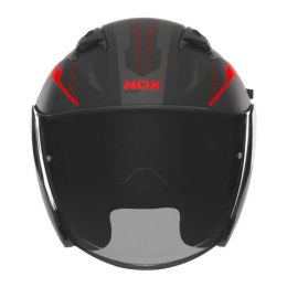 NOX KASK OTWARTY JET Z BLENDĄ N130 MYST KOLOR CZARNY/CZERWONY MAT ROZMIAR L