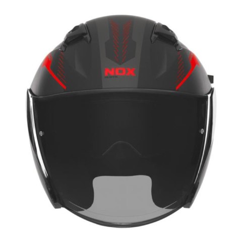 NOX KASK OTWARTY JET Z BLENDĄ N130 MYST KOLOR CZARNY/CZERWONY MAT ROZMIAR M