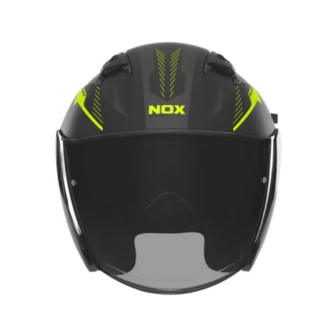 NOX KASK OTWARTY JET Z BLENDĄ N130 MYST KOLOR CZARNY/ŻÓŁTY FLUO MAT ROZMIAR XS
