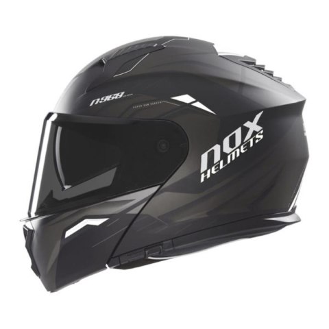 NOX KASK SZCZĘKOWY (FLIP-UP) Z BLENDĄ N968 ULTRA KOLOR CZARNY/BIAŁY MAT ROZMIAR XL