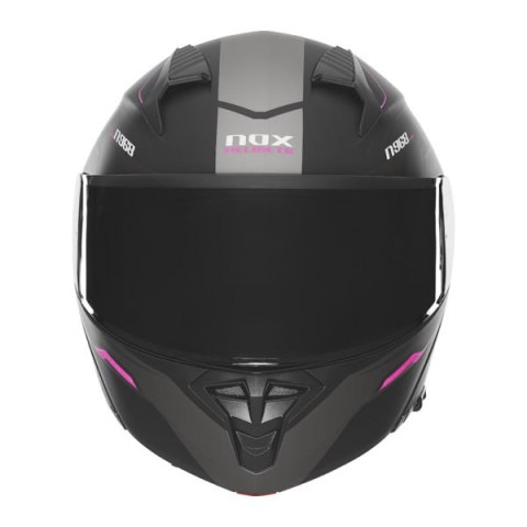 NOX KASK SZCZĘKOWY (FLIP-UP) Z BLENDĄ N968 ULTRA KOLOR CZARNY/RÓŻOWY MAT ROZMIAR M