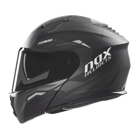 NOX KASK SZCZĘKOWY (FLIP-UP) Z BLENDĄ N968 ULTRA KOLOR CZARNY/TYTANOWY MAT ROZMIAR XL