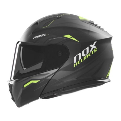 NOX KASK SZCZĘKOWY (FLIP-UP) Z BLENDĄ N968 ULTRA KOLOR CZARNY/ŻÓŁTY FLUO MAT ROZMIAR XL