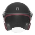 NOX PREMIUM KASK OTWARTY JET HERITAGE LEATHER KOLOR CZARNY MAT/CZERWONY ROZMIAR L