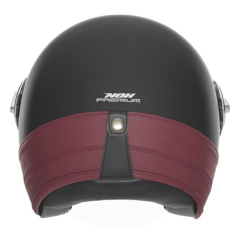 NOX PREMIUM KASK OTWARTY JET HERITAGE LEATHER KOLOR CZARNY MAT/CZERWONY ROZMIAR L